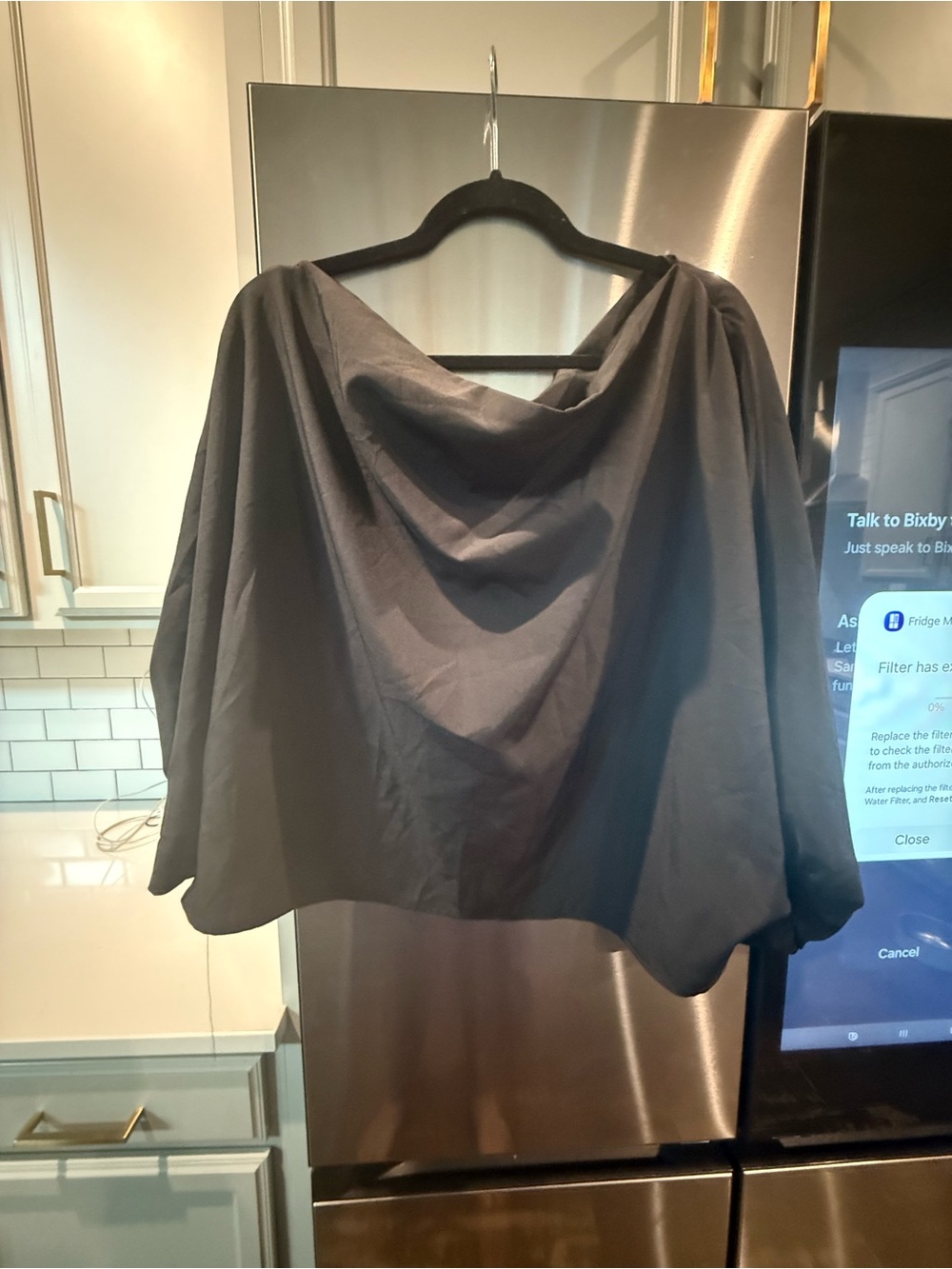 Aritzia Black Draped Cowl-Neck Tunic